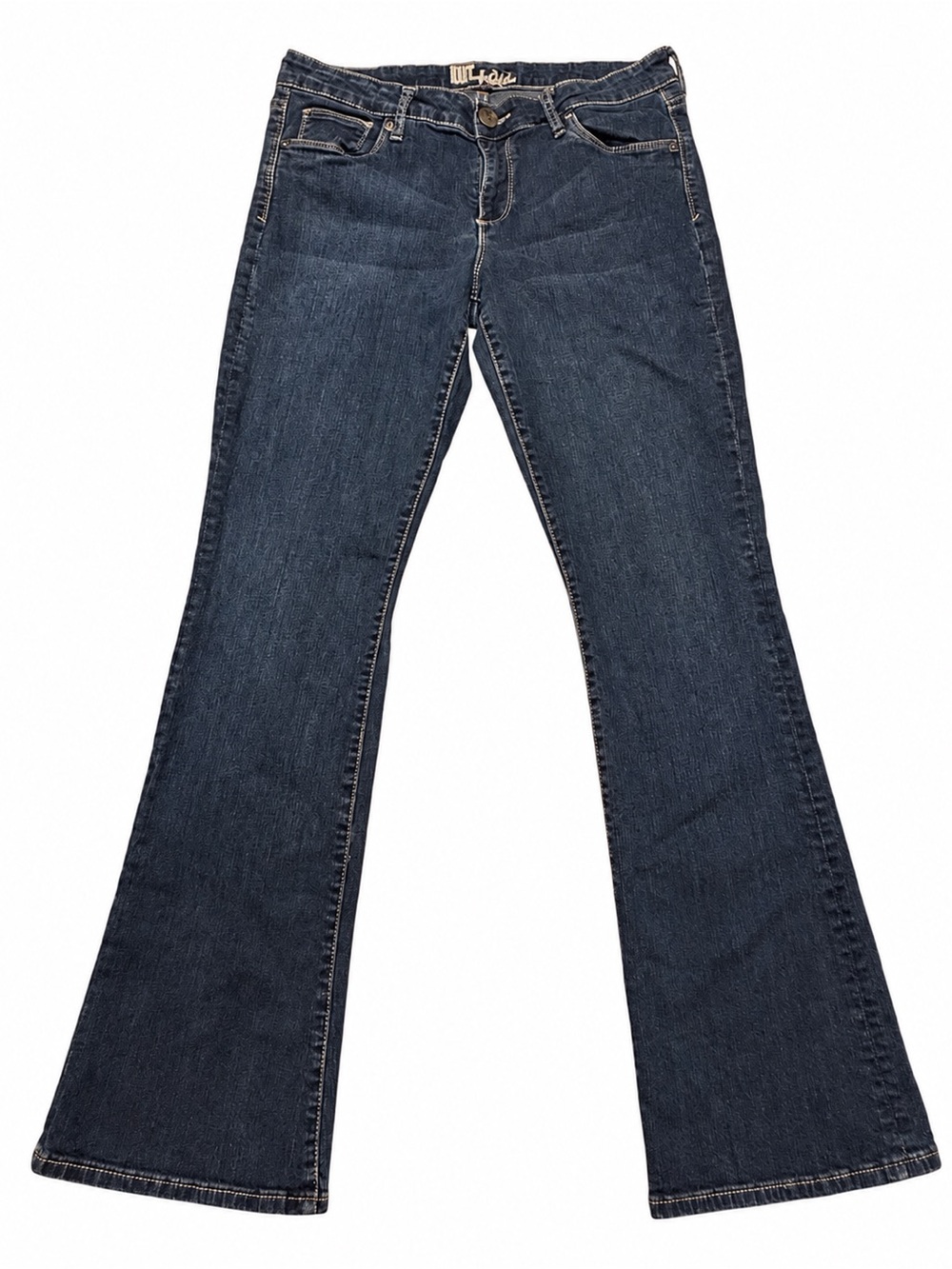 KUT from the Kloth Dark Wash Bootcut Flare Jeans Embroidered Pockets Size 10